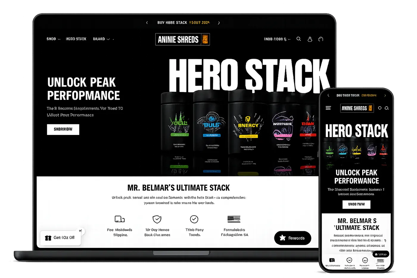 Anime Shreds store shown on laptop and phone mockup